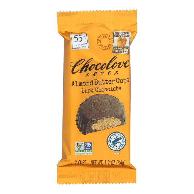 Chocolove Cup Dark Chocolate with Almond Butter - 1.2 oz - Case of 10 - Cozy Farm 