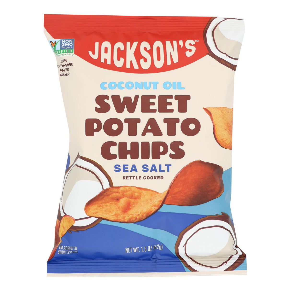 Jackson's Sweet Potato Chips Sal marina con aceite de canola - Latas de 12-1.5 oz - Caja de 12"