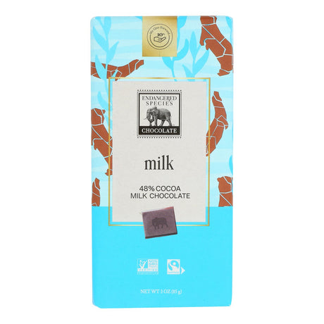 Endangered Species Natural Chocolate Bars | Milk Chocolate | 48% Cocoa | 3oz Bars | Case of 12 - Cozy Farm 