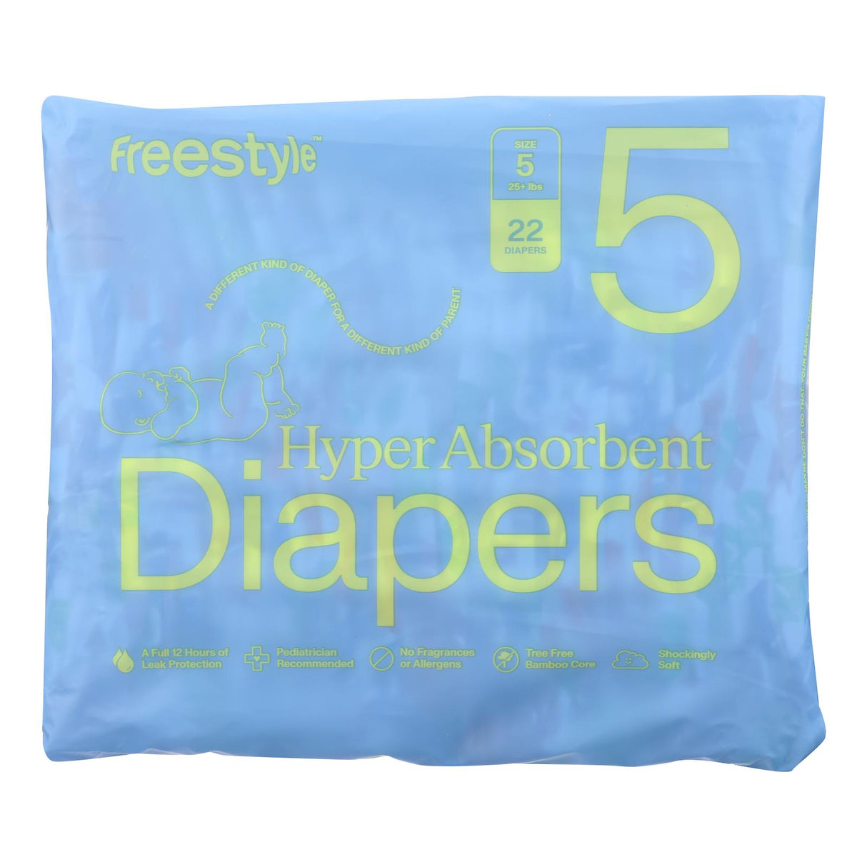 Freestyle Size 5 Diapers, 6 Packs of 22 Count - Cozy Farm 