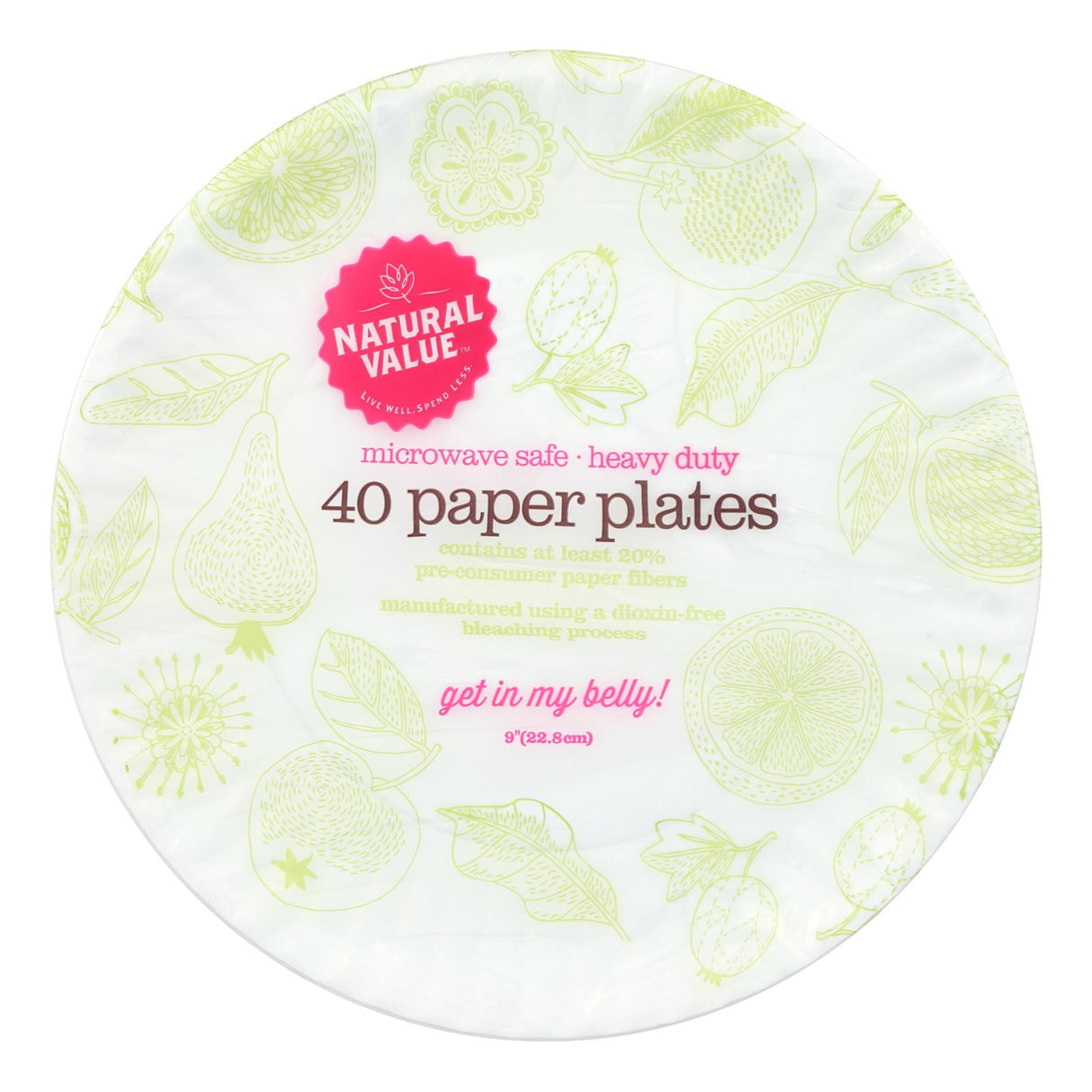 Natural Value Paper Plates, Recyclable, 40-Count (Case of 24) - Cozy Farm 
