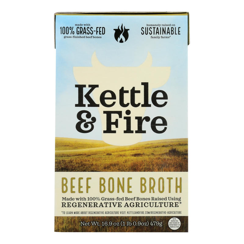Kettle & Fire - Beef Bone Broth - Pack of 6 - 16.9 oz - Cozy Farm 