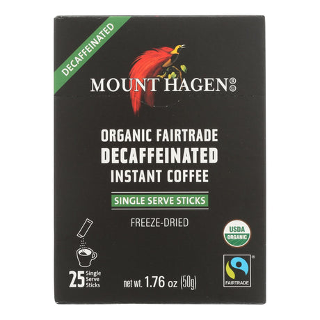 Mount Hagen Organic Fairtrade Decaffeinated Instant Coffee, 25 Count, Case of 8, 1.76 Oz - Cozy Farm 
