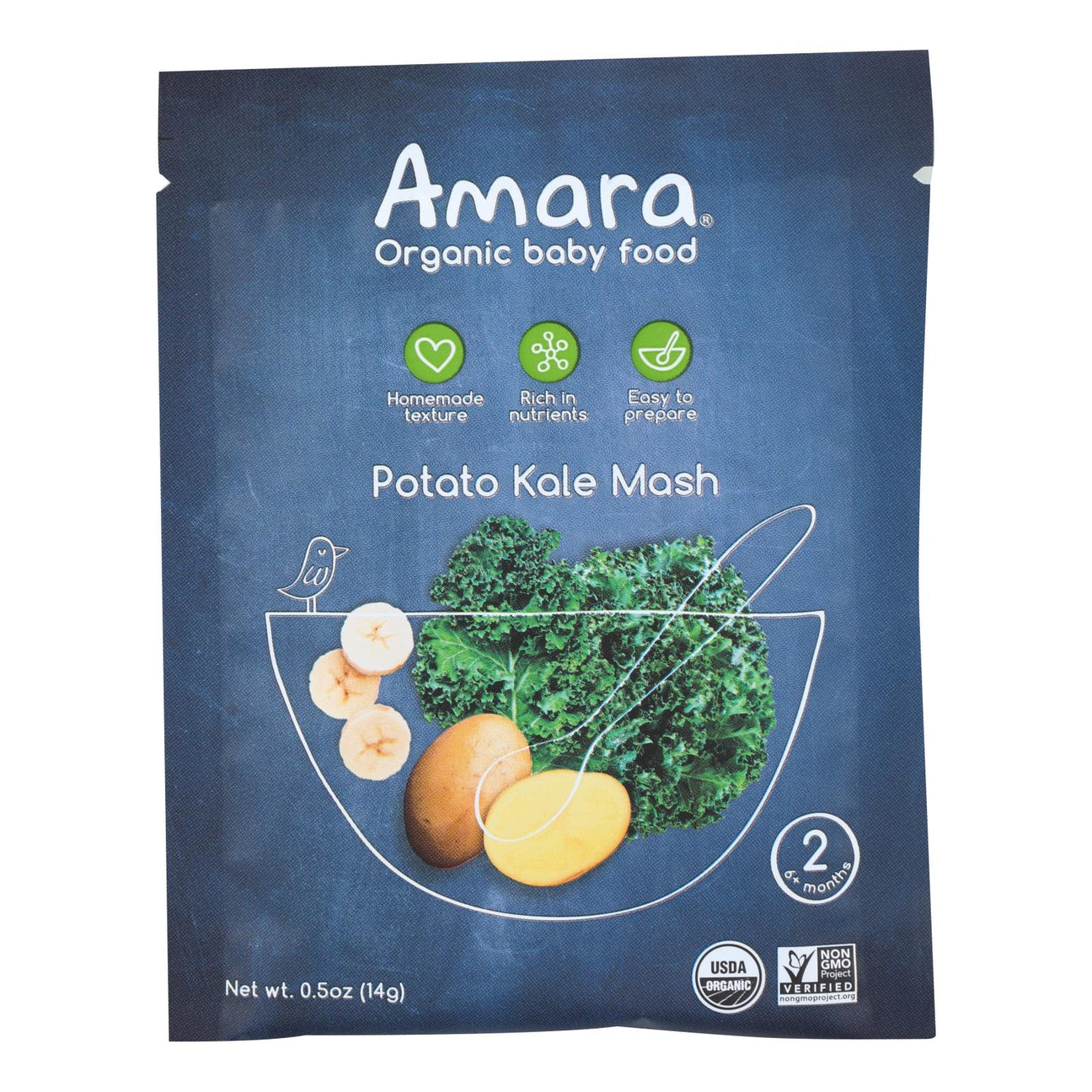 Amara Baby Food, Case of 7 - Potato Kale, .5 Oz Each - Cozy Farm 