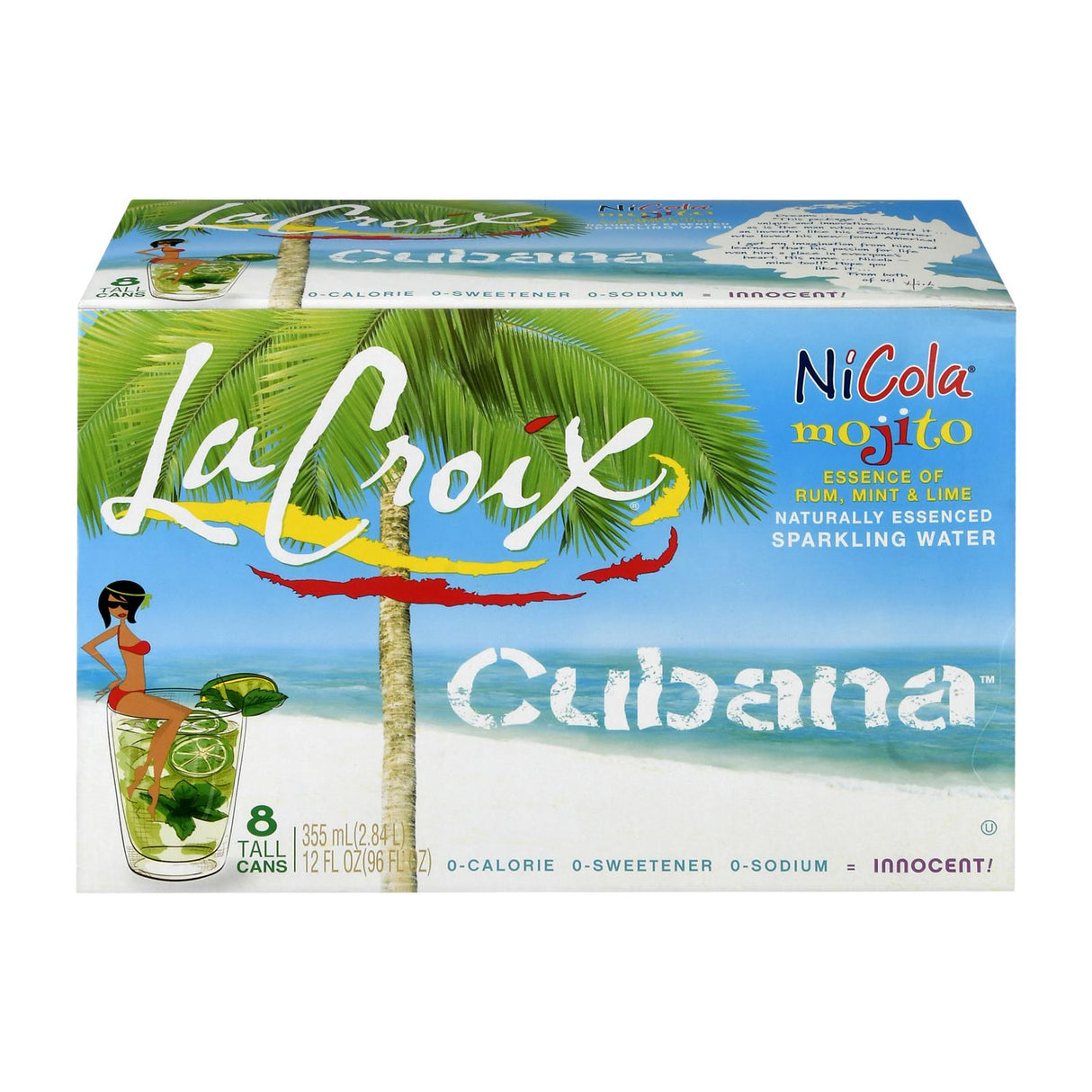 Lacroix Sparkling Water, Nicola Cubana Flavor, Case of 3, 8 x 12 Fl. Oz. Cans - Cozy Farm 