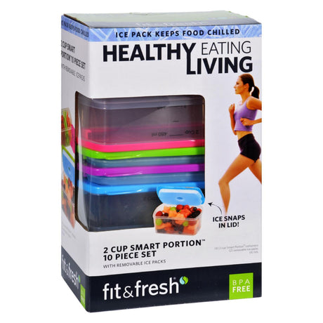 Fit And Fresh Containers - Healthy Living - Smart Portion - 2 Cup Size - 10 Pieces - Cozy Farm 