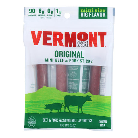 Vermont Smoke And Cure Beef & Pork Stick - Cracked Pepper - Case Of 8 - 6/.5 Oz - Cozy Farm 