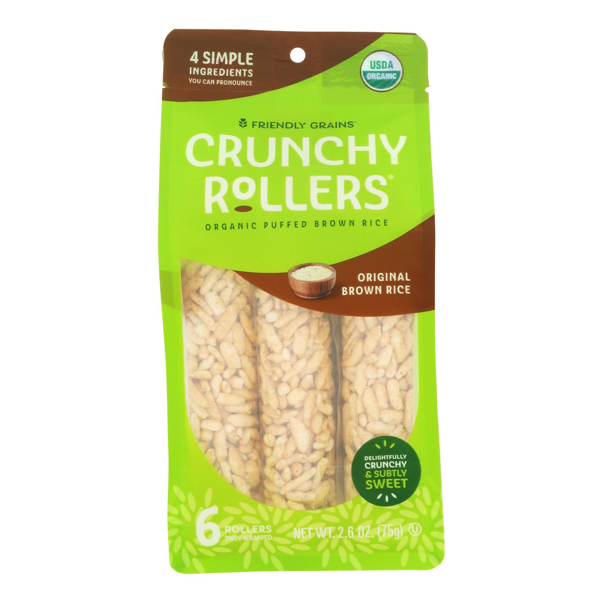 Crunchy Rollers - Roll Brown Rice - Case Of 8 - 2.6 Oz - Cozy Farm 