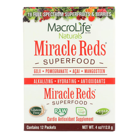 Macrolife Naturals Miracle Reds Antioxidant Super Food - 12 Packets Of .33 Oz - Cozy Farm 