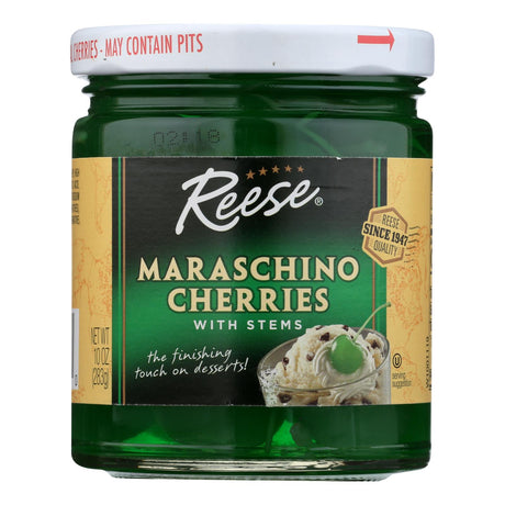 Reese Cherry - Maraschino - Green With Stems - Case Of 12 - 10 Oz - Cozy Farm 