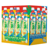Packaging of PATH ultra-purified water bottles with colorful design