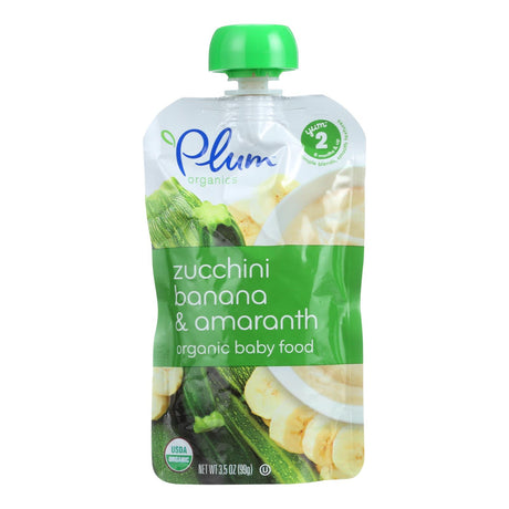 Plum Organics Baby Food - Organic - Zucchini Banana And Amaranth - Stage 2 - 6 Months And Up - 3.5 Oz - Case Of 6 - Cozy Farm 