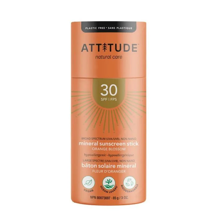 Attitude Orange Blossom Natural Sunscreen Stick SPF 30 - 3 Oz - Cozy Farm 