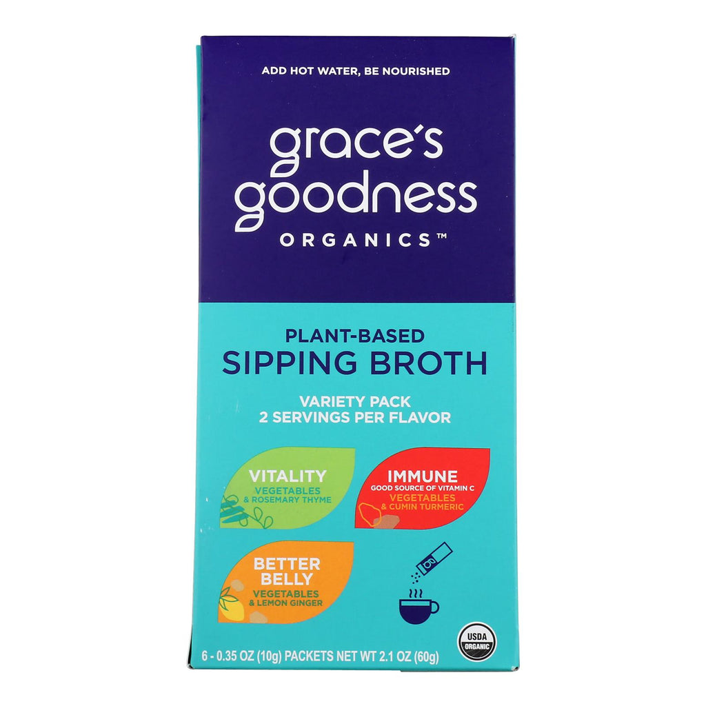 Grace's Goodness - Broth Variety Multipk - Case Of 10-2.12 Oz - Cozy Farm 