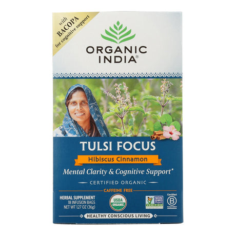 Organic India Tulsi Focus Hib Cinnamon, 6 Pack - 18 Ct - Cozy Farm 
