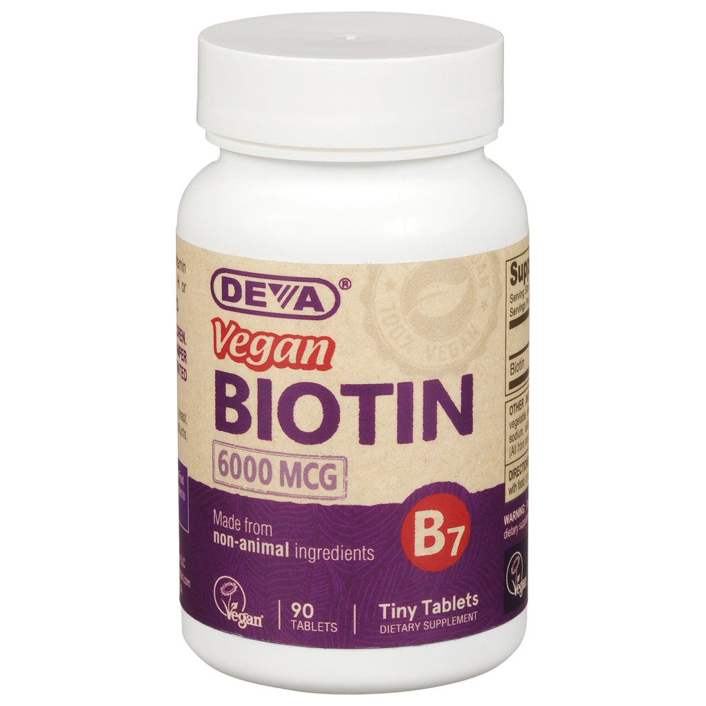 Deva Vegan Vitamins - Vegan Biotin 6000 MCG - 90 Tablets - Enhance Hair & Nail Growth - Cozy Farm 
