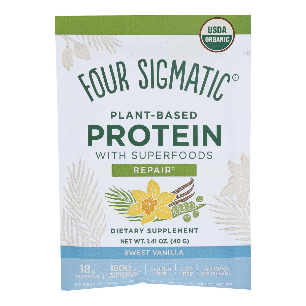 Four Sigmatic Plant Based Protein Sweet Vanilla - Case of 10 - 1.41 Oz - Cozy Farm 