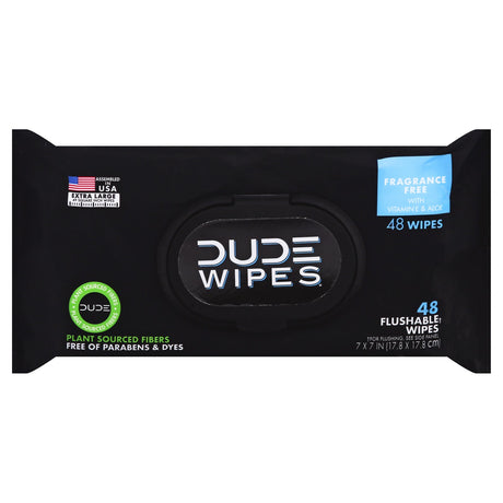 Dude Wipes Flushable Wipes Dispenser Pack - Case of 8 (48 Count Each) - Cozy Farm 