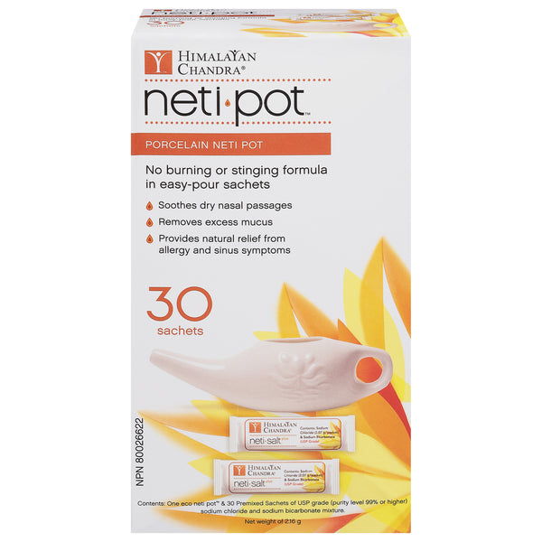 Himalayan Chandra Porcelain Neti Pot with 30 Sachets - Cozy Farm 