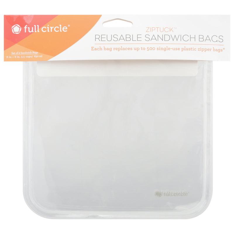 Full Circle Home Zip Tuck Sandwich Bags - Case of 12, 2-Count