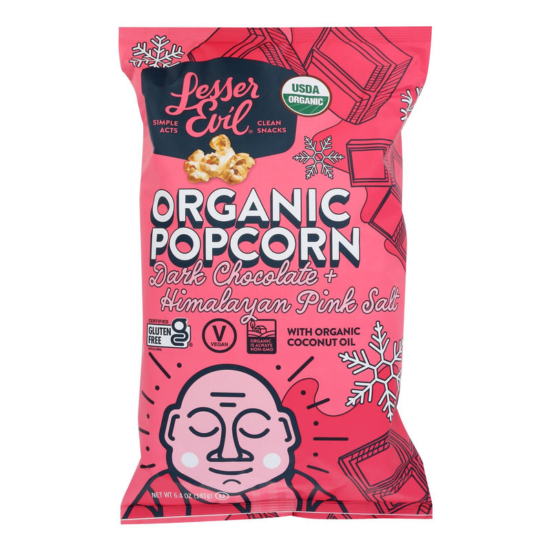Lesser Evil Popcorn Dark Chocolate Himalayan Pink Salt - Case of 12 - 6.4 OZ - Cozy Farm 