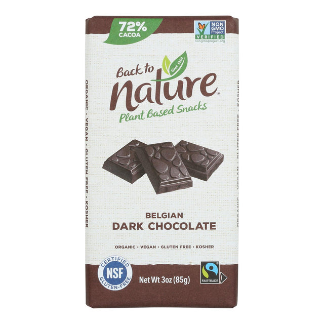 Back To Nature - Dark Chocolate Blondie Bar, 72% Cacao - 3 oz (Pack of 12) - Cozy Farm 