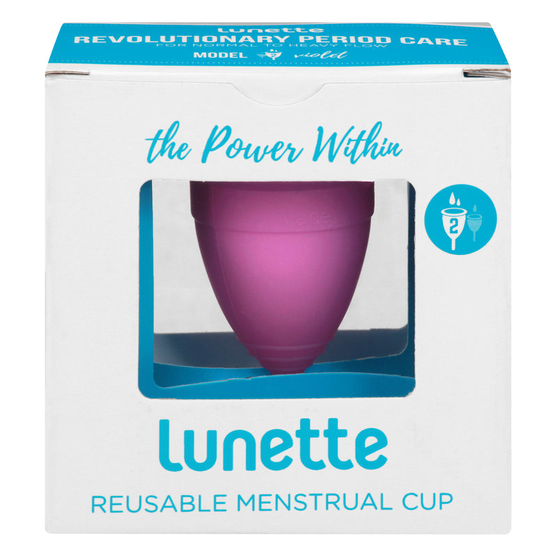Lunette Menstrual Cup - Size 2 - Violet - Reusable Period Cup for Heavy Flow - Cozy Farm 