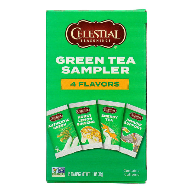 Celestial Seasonings - Green Tea Sampler - 4 Flavors - 15 Ct. Box (Case of 6) - Cozy Farm 