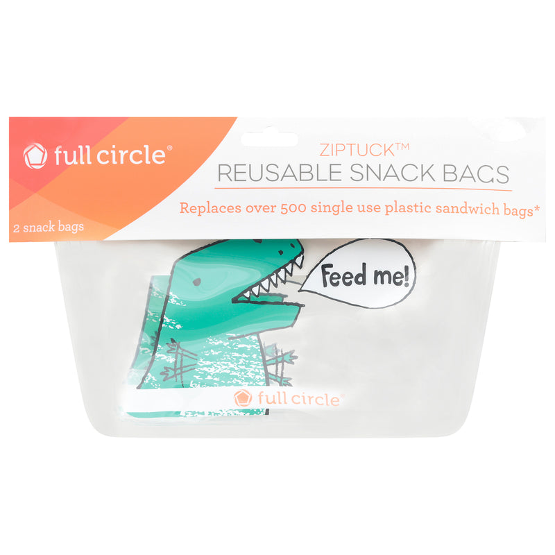 Full Circle Home Snack Bag Zip Tuck - Case of 12 - 2 Count Reusable Bags - Cozy Farm 