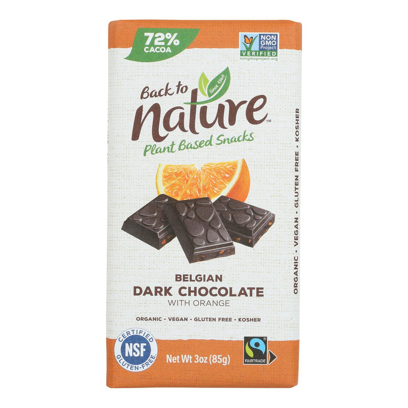 Back To Nature - Bar Chocolate Dark Blgn Orng - Case Of 12-3 Oz - Cozy Farm 