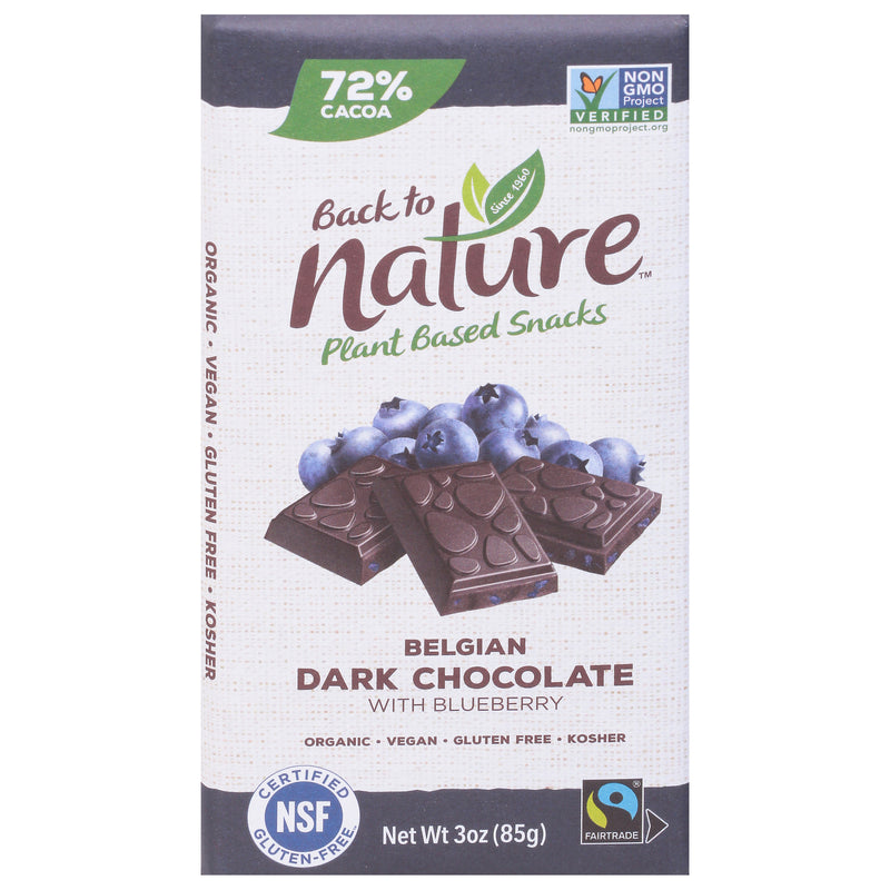 Back To Nature - Bar Dark Chocolate Blgn Bbry - Case Of 12-3 Oz - Cozy Farm 