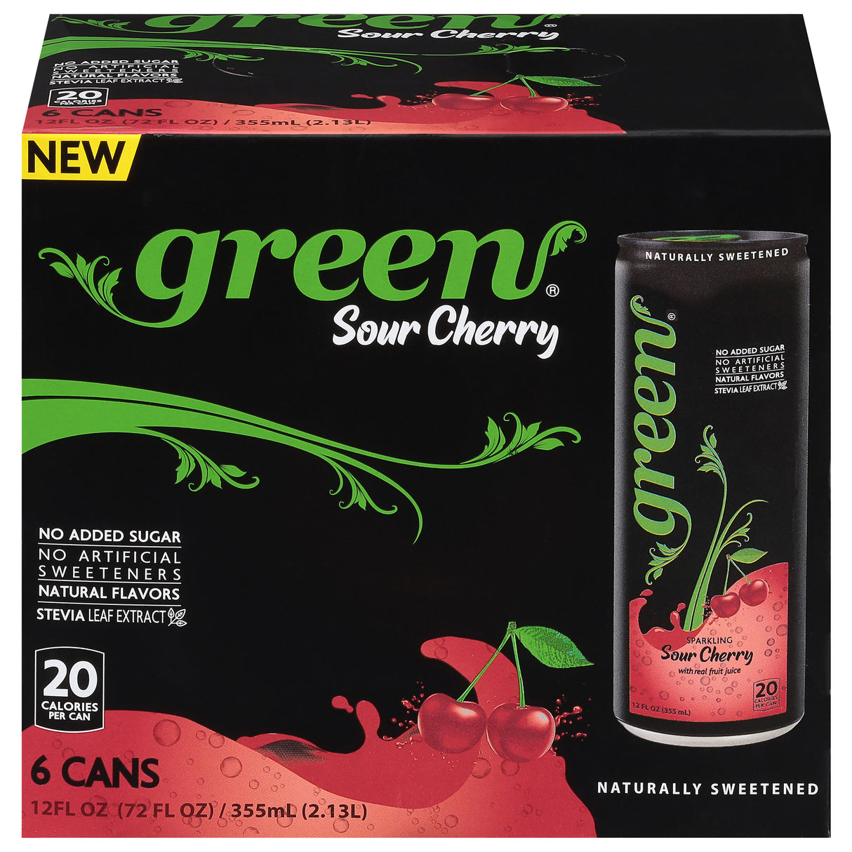 Green Sour Cherry Sparkling Water | 6.75 Fl Oz (Case of 12) - Cozy Farm 