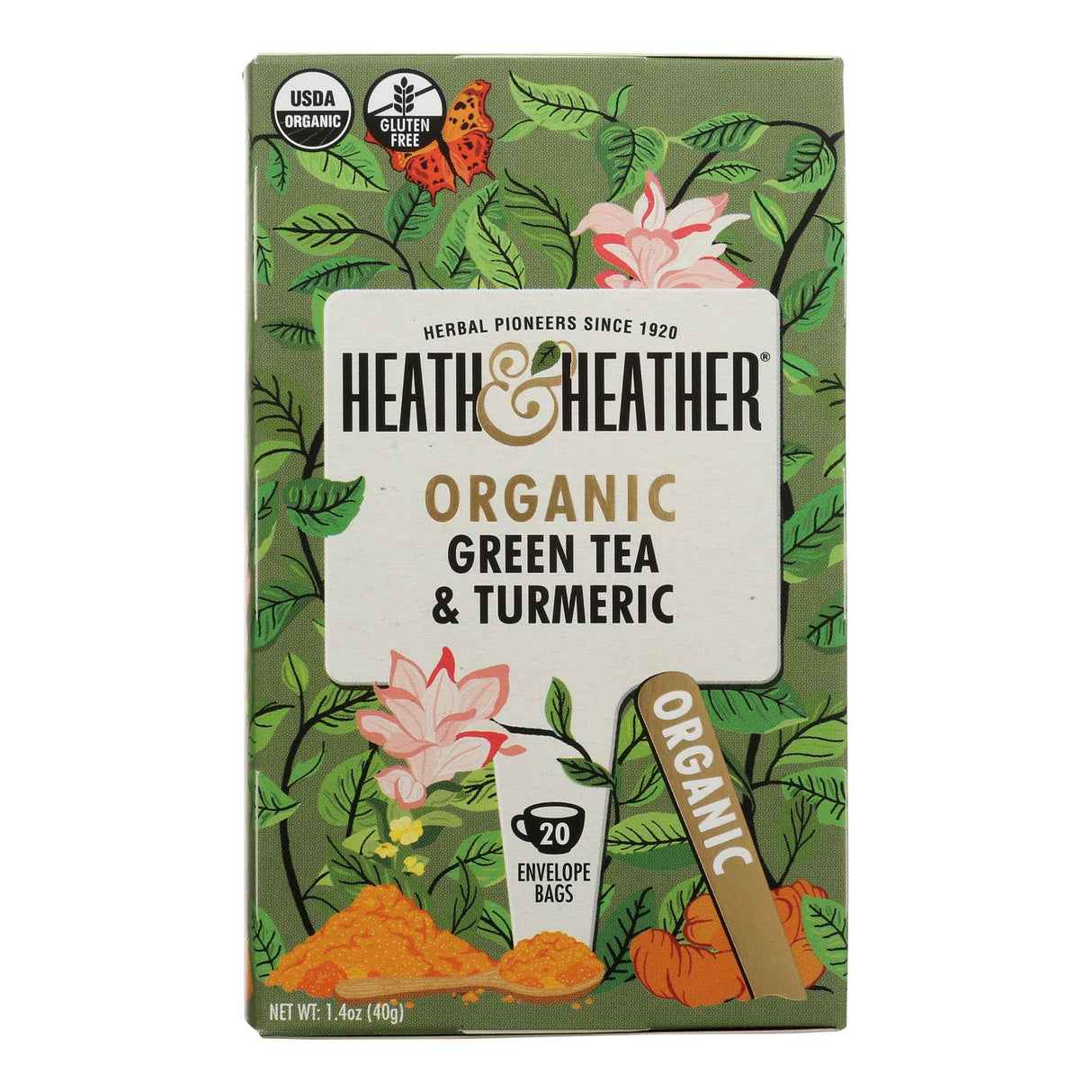 Heath & Heather Green Turmeric Tea - Case of 6 (20 Count) - Cozy Farm 