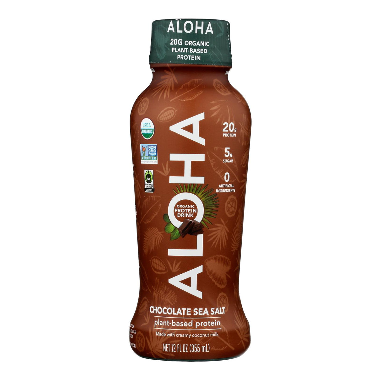 Aloha Protein Chocolate Plant-Based Ready-to-Drink - Case of 12 - 12oz - Cozy Farm 