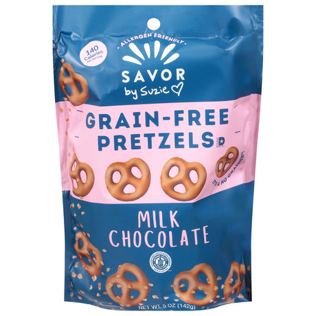 Savor Street - Pretzels Mini Gluten Free Milk Chocolate - Case Of 12-5 Oz - Cozy Farm 