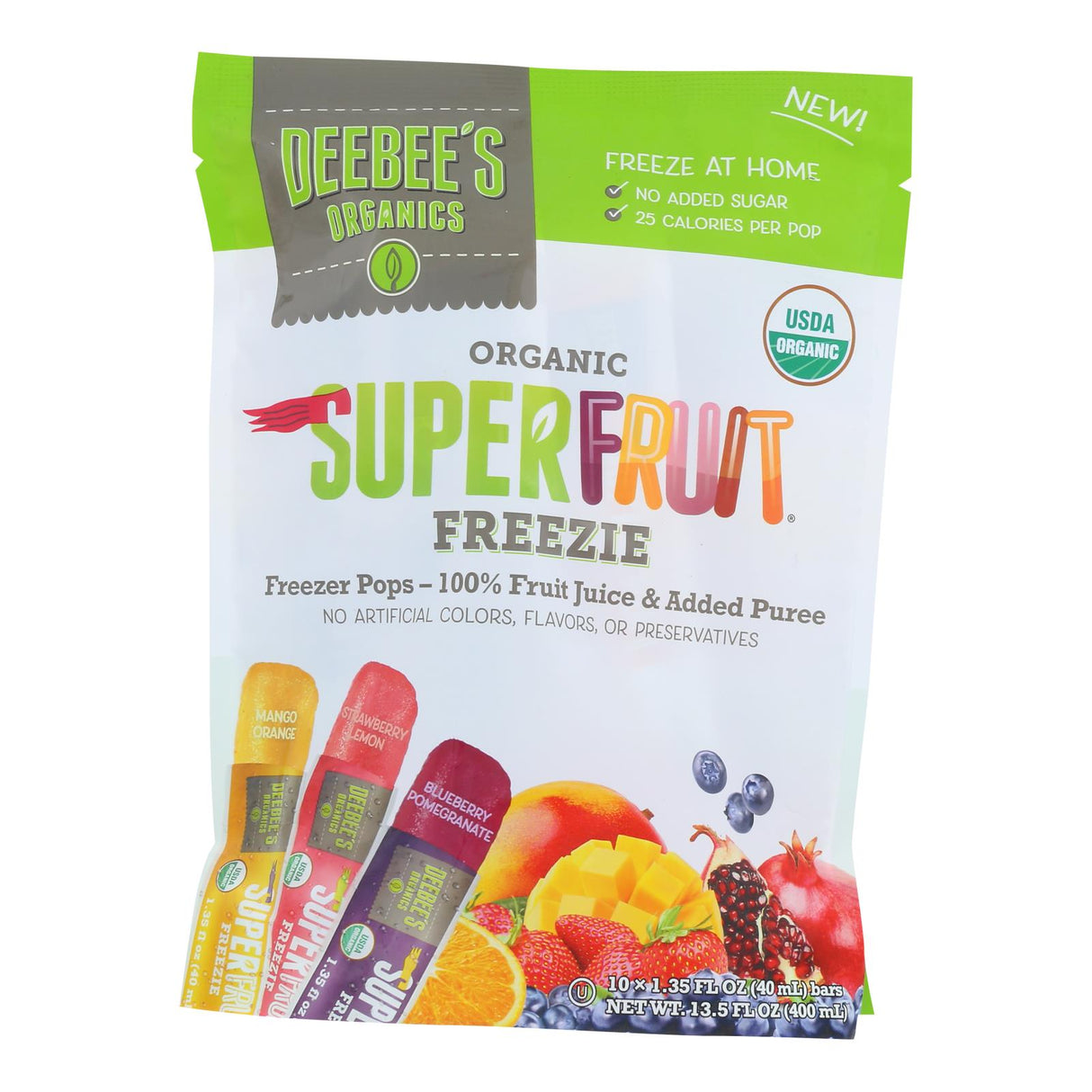 Deebee's SuperFruit Freezie Classic Organic Popsicles 14-10 Ct