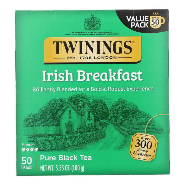 Twinings Tea Irish Breakfast: Bold & malty black tea. 50 bags (6-pack). Energize your mornings with this classic blend. Buy now!