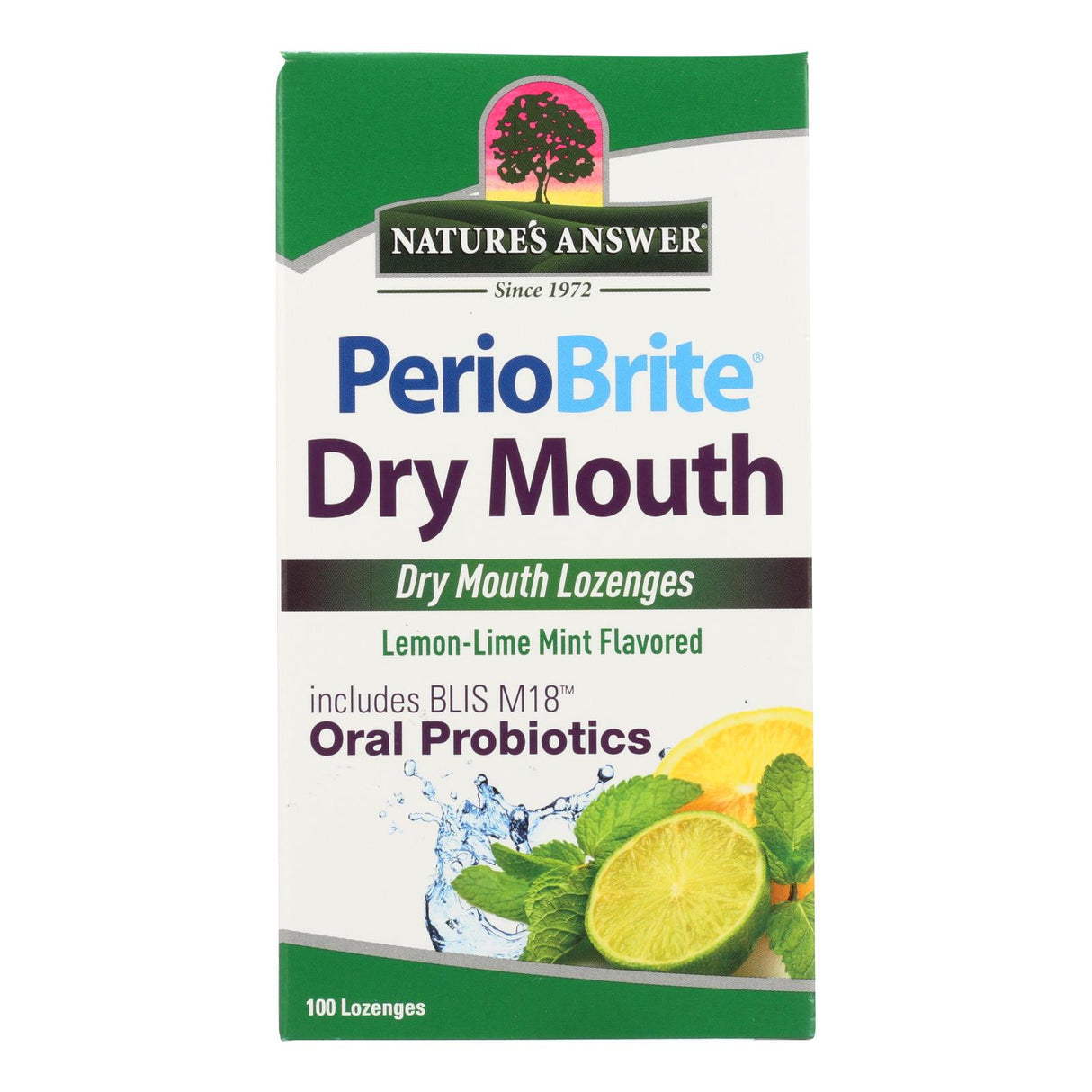 Nature's Answer PerioBrite Dry Mouth Lozenges - Lemon-Lime Mint | 100 Ct Oral Probiotics