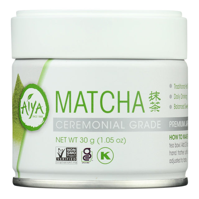 Aiya Organic Matcha Ceremonial Grade, 30g (Case of 6) - Culinary Grade Green Tea
