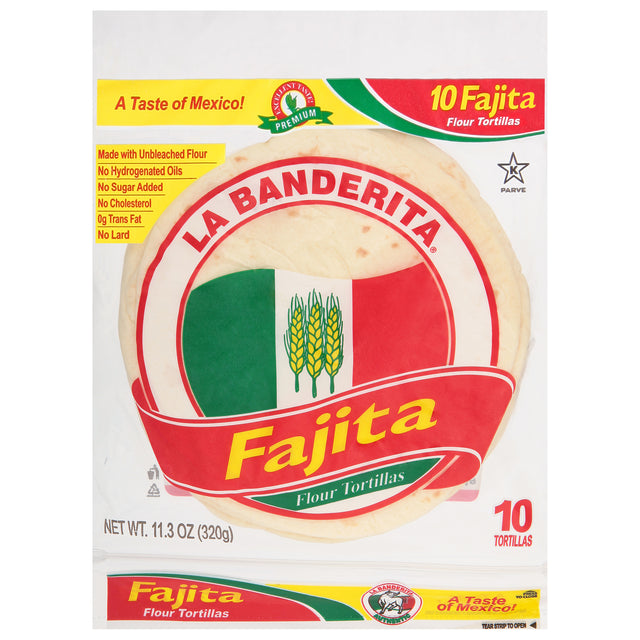 La Banderita Fajita Flour Tortillas (12-Pack): Authentic taste, dairy-free. Perfect for tacos, quesadillas, & more! Stock up now!