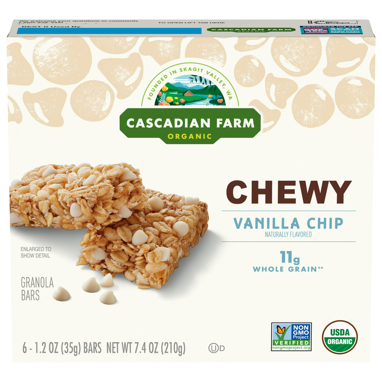 Cascadian Farm Organic Chewy Vanilla Chip Granola Bars 7.4 oz  (Pack of 12)