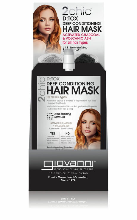 Giovanni 2chic Dtox Charcoal & Volumizing Conditioner Hair Mask, Pack of 12 x 1.75 Fl Oz - Cozy Farm 