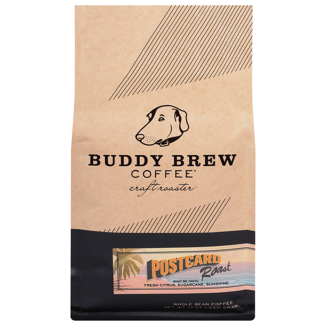 Buddy Brew Coffee Whole Bean Postcard Roast, 12 Oz (Pack of 6) - Cozy Farm 