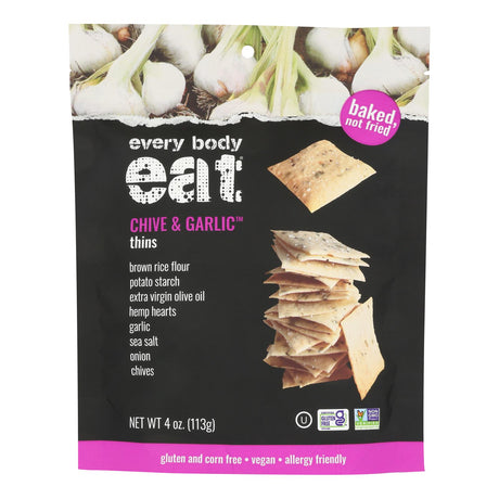 Everybody Eat Snack Thins – Chive & Garlic, Gluten-Free & Vegan, 6-Pack (4 oz Each)