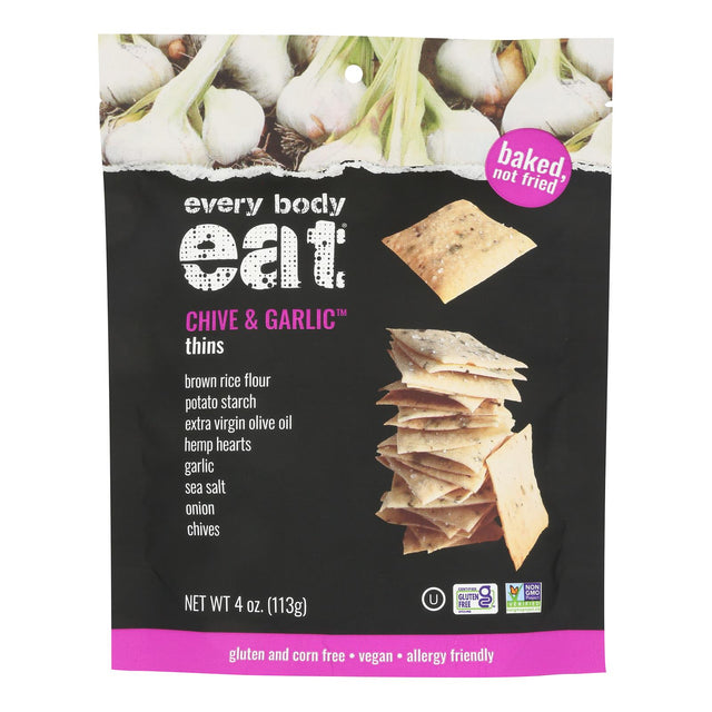 Everybody Eat Snack Thins – Chive & Garlic, Gluten-Free & Vegan, 6-Pack (4 oz Each)