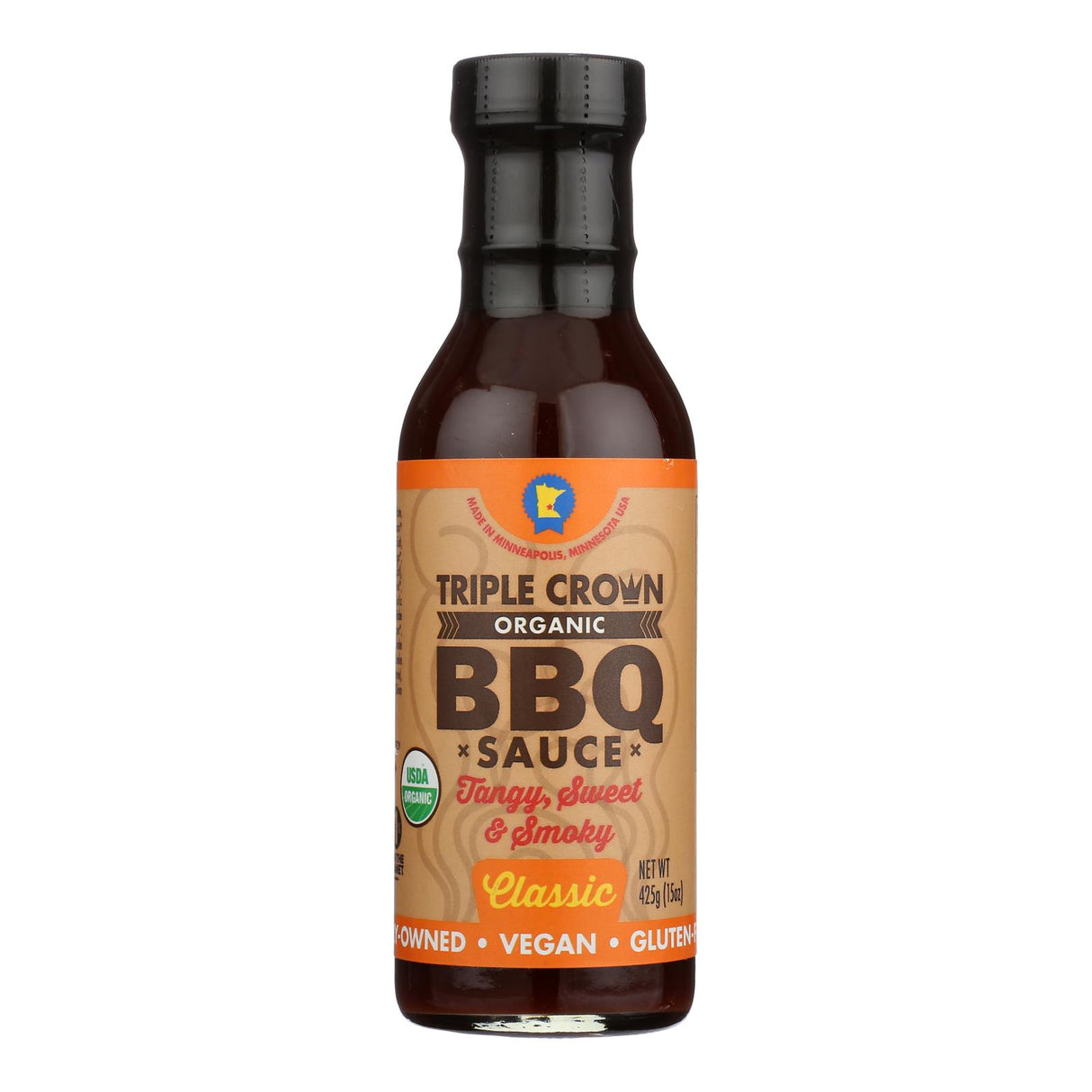 Triple Crown Bbq - Organic Classic BBQ Sauce, 14 fl oz (Case of 6) - Vegan Grilling Sauce