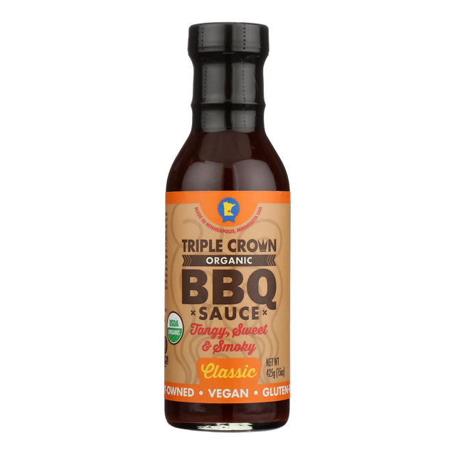 Triple Crown Bbq - Organic Classic BBQ Sauce, 14 fl oz (Case of 6) - Vegan Grilling Sauce