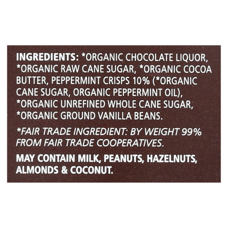 Equal Exchange Organic Dark Chocolate Bar - Rich Mint Crunch - 2.8 Oz. (Case of 12) - Cozy Farm 