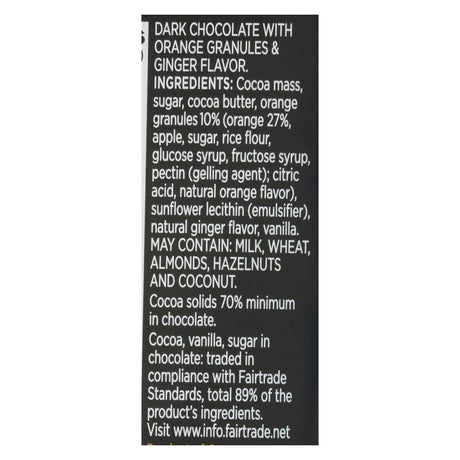 Divine 70% Dark Chocolate with Ginger and Orange - 12 Pack, 3 Oz Bars - Cozy Farm 