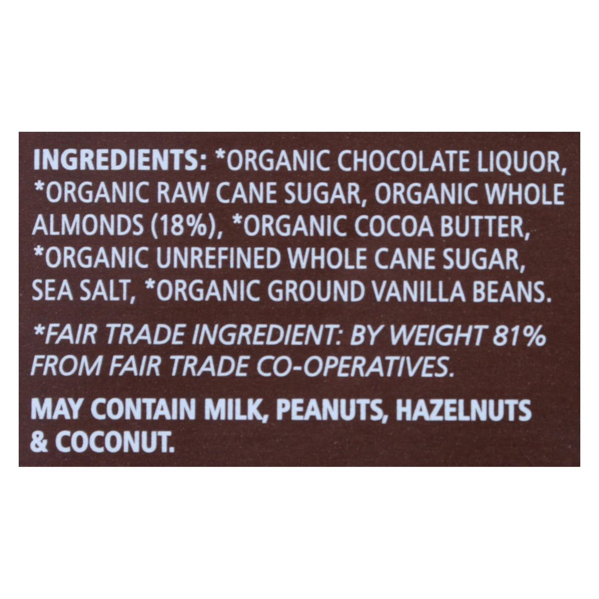 Equal Exchange Organic Dark Chocolate Almond Sea Salt Bar - Pack of 10, 3.5 oz - Cozy Farm 